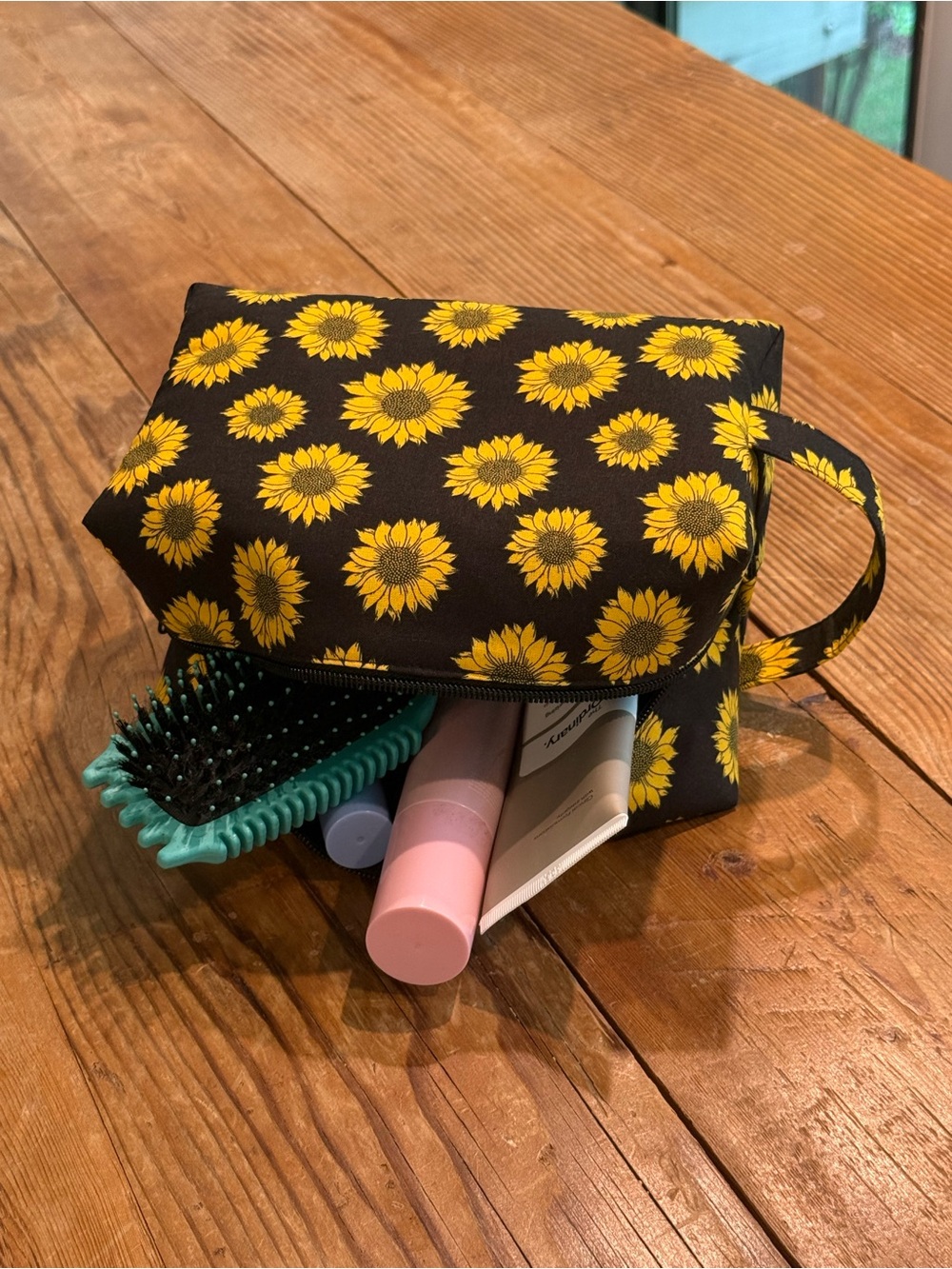 Handmade Sunflower Zipper Pouch